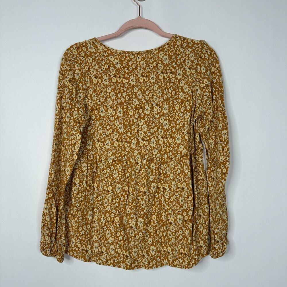 2/$30 Lascana Floral Tassel Lightweight Blouse Long Sleeve Brown 4 #A0204 TRB2 - Picture 6 of 10